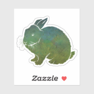 blauw en groen konijn sticker