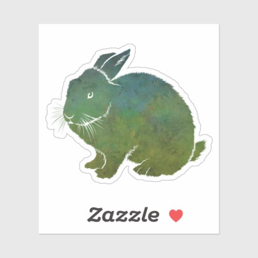  blauw en groen konijn sticker (Vel)