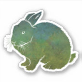  blauw en groen konijn sticker (Voorkant)