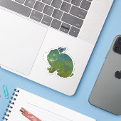  blauw en groen konijn sticker (Laptop met iPhone)