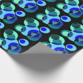 Blauw en groen kruisende cirkels ontwerp cadeaupapier (Hoek)