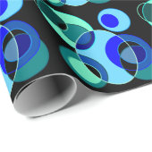 Blauw en groen kruisende cirkels ontwerp cadeaupapier (Rol Hoek)