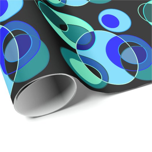 Blauw en groen kruisende cirkels ontwerp cadeaupapier (Rol Hoek)