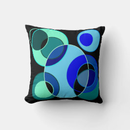 Blauw en groen kruisende cirkels ontwerp kussen