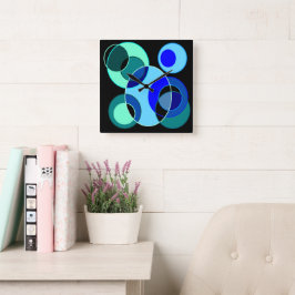 Blauw en groen kruisende cirkels ontwerp vierkante klok