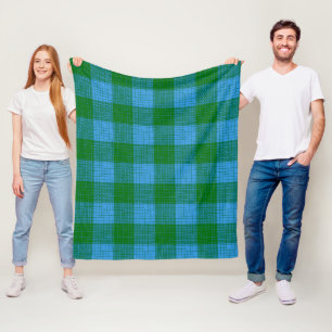 Blauw en groen kruisraster geruit ontwerp fleece deken