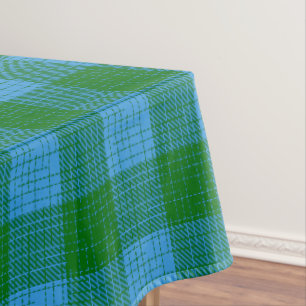 Blauw en groen kruisraster geruit ontwerp  tafelkleed