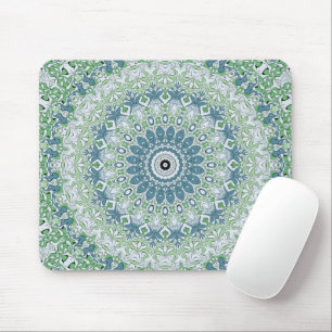 Blauw en groen kustmedaillonpatroon muismat