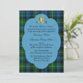Blauw en groen lampje Tartan Pset Custom Wedding Kaart (Staand voorkant)