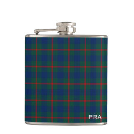 Blauw en groen LAN Agnew Tartan Monogram Heupfles
