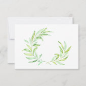 Blauw en Groen Laurel Wreath Bruiloft RSVP (Achterkant)