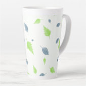 Blauw en groen lederen patroon latte mok (Rechterhoek)