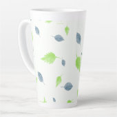 Blauw en groen lederen patroon latte mok (Linkerhoek)