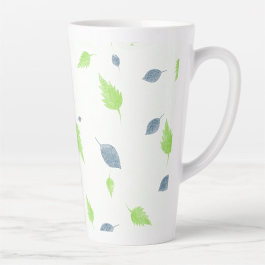 Blauw en groen lederen patroon latte mok (Rechts)