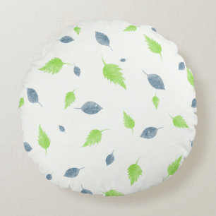 Blauw en groen lederen patroon rond kussen