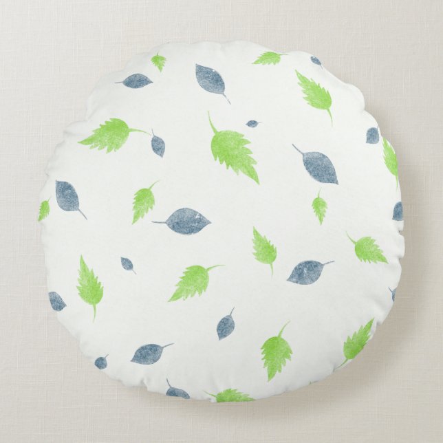 Blauw en groen lederen patroon rond kussen (Voorkant)