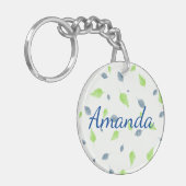 Blauw en groen lederen patroon sleutelhanger (Voorkant Links)