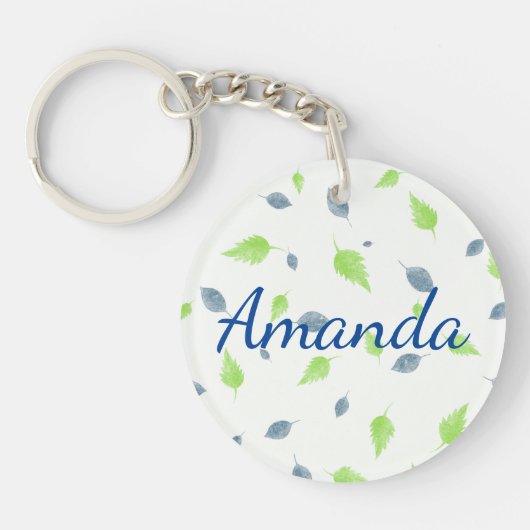 Blauw en groen lederen patroon sleutelhanger (Voorkant)