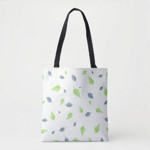 Blauw en groen lederen patroon tote bag