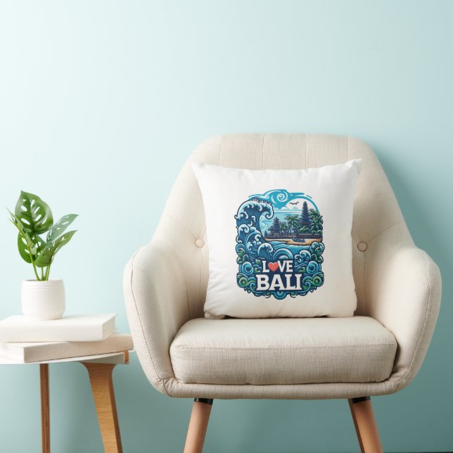 Blauw en Groen Liefde Bali Sierkussen (Stoel)