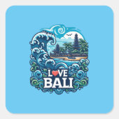 Blauw en Groen Liefde Bali Sticker (Voorkant)