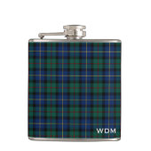 Blauw en Groen MacLeod van Skye Clan Plaid Monogra Heupfles (Voorkant)
