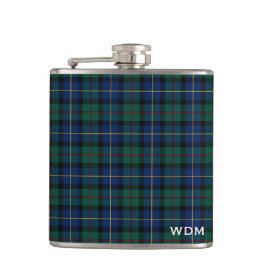 Blauw en Groen MacLeod van Skye Clan Plaid Monogra Heupfles