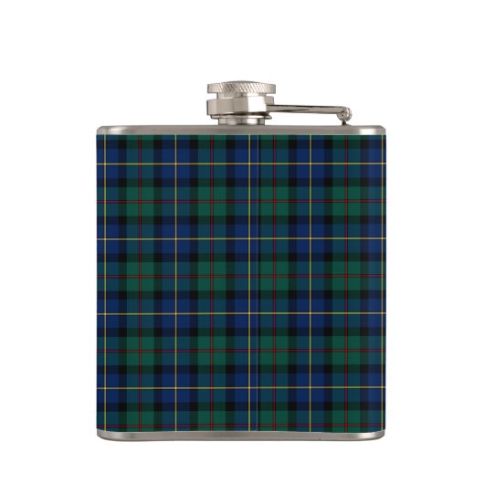 Blauw en Groen MacLeod van Skye Clan Plaid Monogra Heupfles (Achterkant)