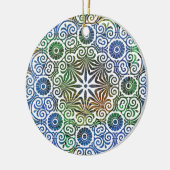 Blauw en groen Mandala Keramisch Ornament (Links)