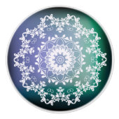Blauw en groen Mandala Keramische Knop (Voorkant)