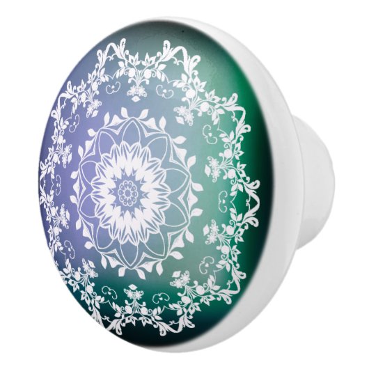 Blauw en groen Mandala Keramische Knop (Rechts)