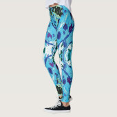 Blauw en Groen Mariene Biologie Splatter Leggings (Links)