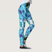 Blauw en Groen Mariene Biologie Splatter Leggings (Rechts)