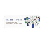 Blauw en groen Mason Jars Weddenschap Etiket (Voorkant)