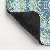 Blauw en groen medaillonpatroon muismat (Hoek)