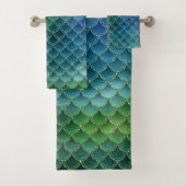 Blauw en groen Mermaid Patroon Bad Handdoek (Insitu)