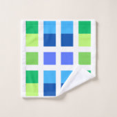 Blauw en Groen Minimale Vierkanten Bad Handdoek (Wasdoekje)