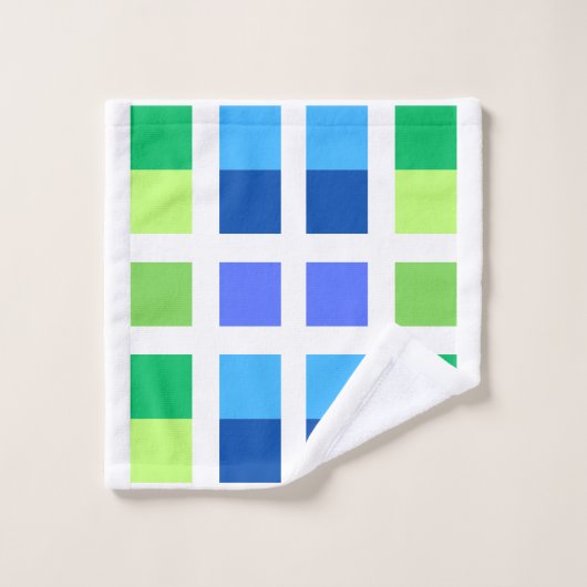 Blauw en Groen Minimale Vierkanten Bad Handdoek (Wasdoekje)