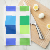 Blauw en Groen Minimale Vierkanten Theedoek (Quarter Fold)