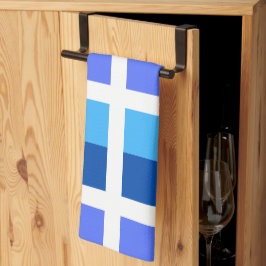 Blauw en Groen Minimale Vierkanten Theedoek