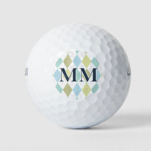 Blauw en groen monogram initiaal golfballen
