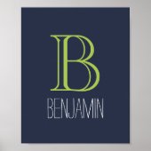Blauw en groen monogram poster (Voorkant)