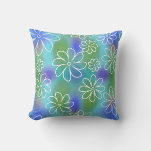 Blauw en groen naadloos bloempatroon kussen