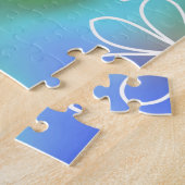 Blauw en groen naadloos Floral Patroon Legpuzzel (Zijkant)