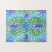 Blauw en groen naadloos Floral Patroon Legpuzzel (Horizontaal)