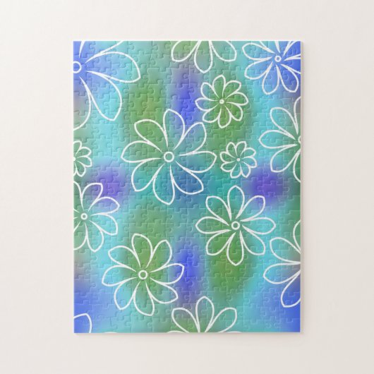 Blauw en groen naadloos Floral Patroon Legpuzzel (Verticaal)