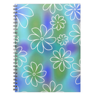 Blauw en groen naadloos Floral Patroon Notitieboek