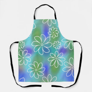 Blauw en groen naadloos Floral Patroon Schort