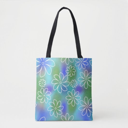 Blauw en groen naadloos Floral Patroon Tote Bag (Voorkant)