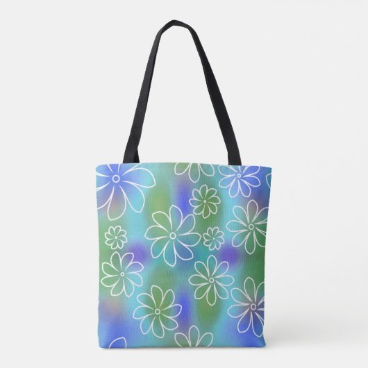 Blauw en groen naadloos Floral Patroon Tote Bag (Achterkant)